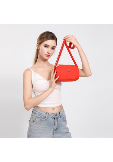 Mikro Poly Kumaş Mini Boy Postacı Kadın Çantası 3339 Bej