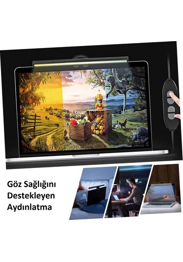 Venaliastore Laptop Üstü Ekran Işığı Led Göz Koruyucu Klipsli