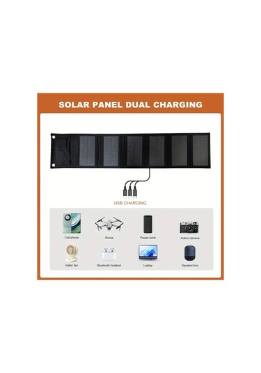 Motion003 Siyah Takım Elbise 6 Katlı Güneş Şarj Cihazı Pil Paneli Taşınabilir Güç Kaynağı Hızlı Usb Şarj Fotovoltaik Kamp Rv Güneş Paneli