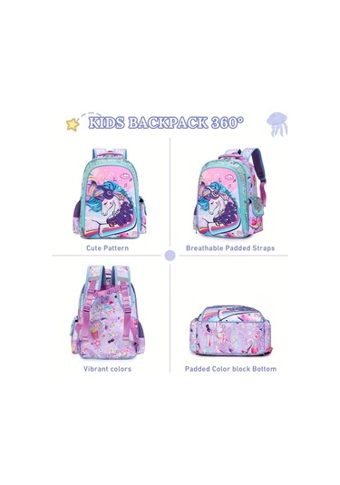 Maxaccess Unicorn Single Bag Unicorn Dino Print Okul Cantasi Ayarlanabilir Askili Buyuk Bolmeli Tekli Unicorn Çantası