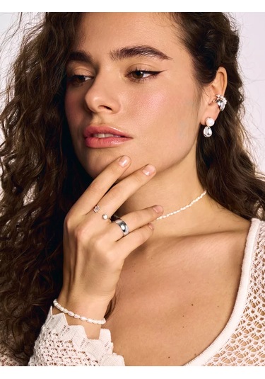 Miestilo 925 Ayar Gümüş Ayarı Ayarlanabilir Mücevher Yüzüğü 242224461 Beyaz