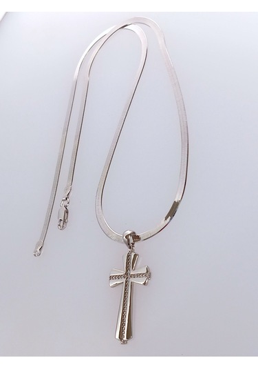 925 Ayar Gümüş Sade Kelt Haç Tasarım Kadın Gümüş Kolye Doğum Günü Hediye Gümüş - Rodyum