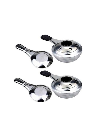 Fortunelane 2'li Set 16cm Mini Alkol Ocağı - Çelik Yapı, Isıtıcı Fonksiyonu, Ev/doğa Kullanıma Uygun, Fondue Ve Hotpot İçin Kırmı Gümüş