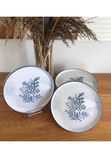 Keramika Blue Magic Stackable 21 Cm 6 Kişilik Pasta Tabağı Beyaz
