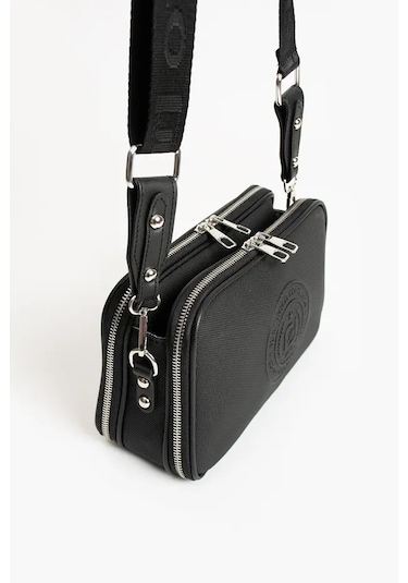 Just Polo Kadın Günlük Kullanıma Uygun Lakoste Ayarlanabilir Askılı Lüks Omuz Çantası Shoulder Bag Siyah