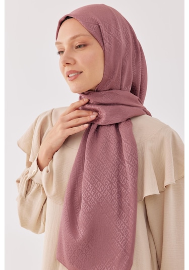 Mirsoy Scarf Halka Desen Parlak Jakar Şal - Leylak Leylak