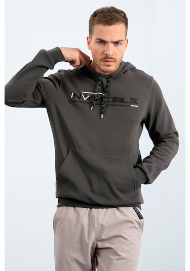 Tommy Life Haki Kanguru Cep Standart Kalıp Kapüşonlu Erkek Sweatshirt - 87883 Haki