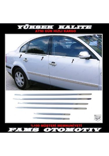 Vw Passat 3B Krom Cam Çıtası 6 Prç. 1996-2005 Arası P. Çelik