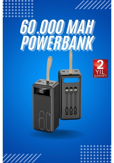 Powerbank Yüksek Kapasiteli 60.000 Mah Hızlı Şarj Şarj Özellikli Batarya Çok Renkli