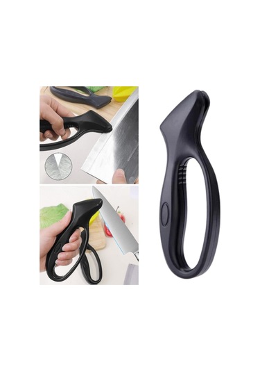 Büro Ev Ofis Mutfağı İçin Saplı Manuel Bileyici Çelik Balta Makas Bıçak Bileme Aleti