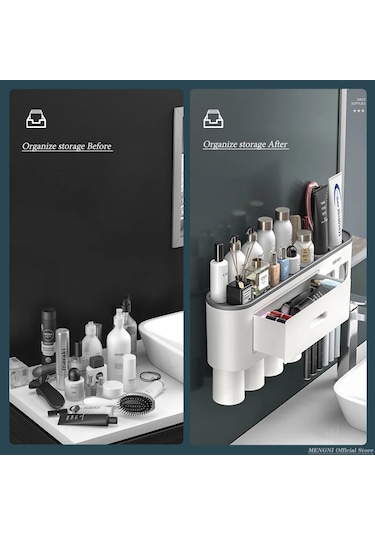 -manyetik Adsorpsiyon Ters Diş Fırçası Tutucu Duvar-otomatik Diş Beyaz