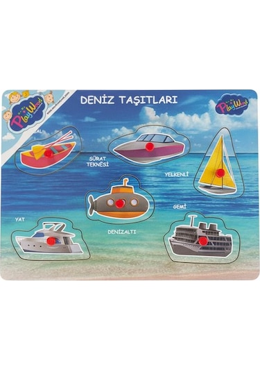 Playwood Ahşap Tutmalı Eğitici Puzzle Deniz Taşıtları Ony326