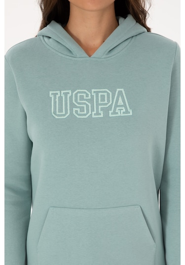 U.S. Polo Assn. Kadın Mint Şardonlu Kapüşonlu Basic Sweatshirt 50313566-VR090