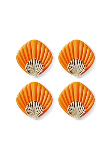 Turuncu 4 Adet Yaratıcı Kabuk Şekli Duvar Asılı Kanca Punch İçermeyen Güçlü Yapışkanlı Kanca Banyo Mutfak Duvara Monte Dikişsiz Yapışkan Kanca Turuncu