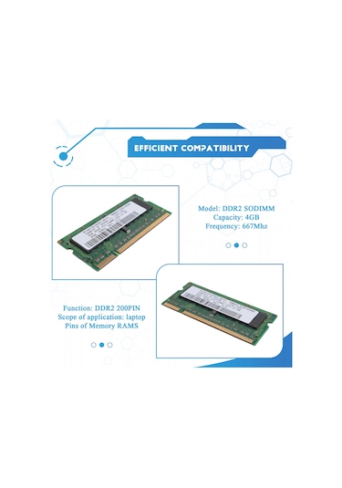 Ddr2 4gb Laptop Ram Bellek 667mhz Pc2 5300 Sodımm 1.8v 200 Pin