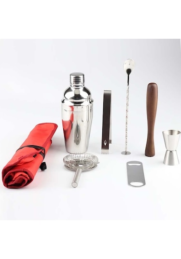 Bez Çantalı 8'i 1 Arada Paslanmaz Çelik Şarap Kokteyli Çalkalayıcı 350ml