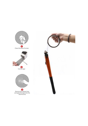 Moveevo Cam Fiber Kumaşlı Pencere Teli Tamir Bandı, Otomatik Yapışkan, Moskitönleyici Ağı Delik Tamiri, Su Geçirmez, 5cmx2m Siyah