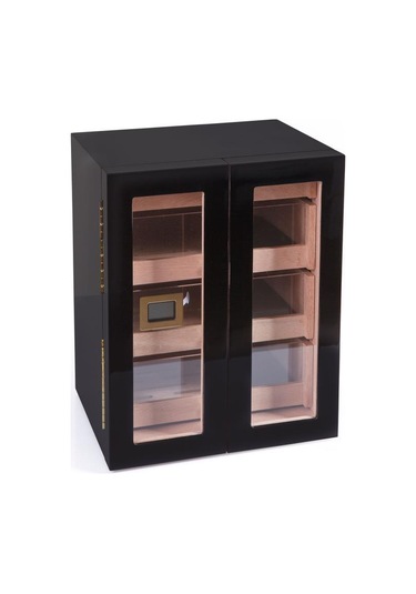 Premiumquality Santa Rosa Siyah 4 Çekmeceli Sedir Humidor Puro Kutusu