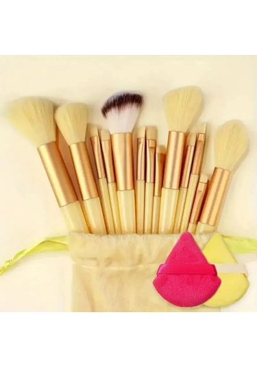 14 Pcs Makyaj Fırça Seti Göz Farı Vakfı Kadın Kozmetik Fırça Göz Farı Allık Gü Yellow 13pc 2pp Dark Topaz