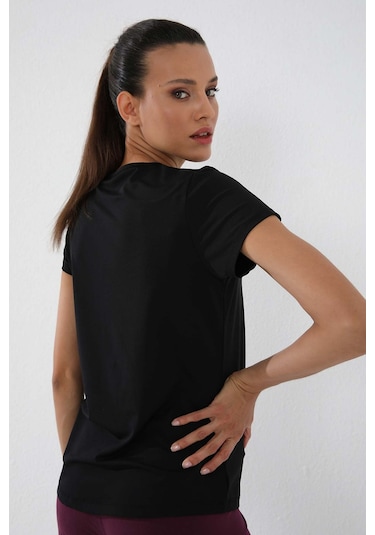 Tommy Life Siyah Basic Kısa Kol Standart Kalıp O Yaka Kadın T-shirt - 97144 Siyah