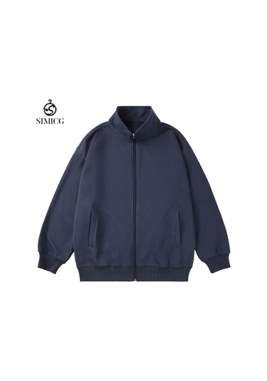 Sonbahar/kış Dik Yaka Hırka Fermuarlı Günlük Ceket Lacivert