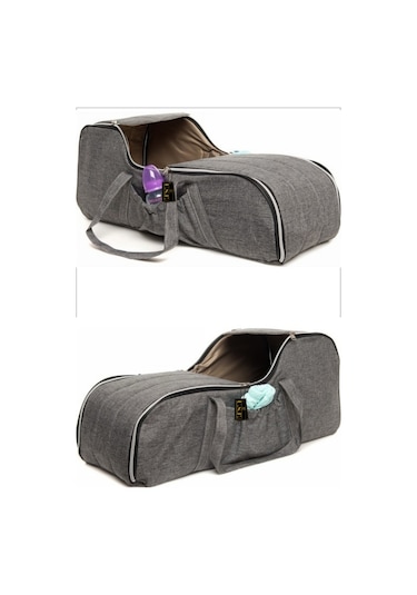 U.S.F Fonksiyonel Bebek Bakım Sırt Çantası + Portbebe Ana Kucağı Puset Çizgili Model Gri