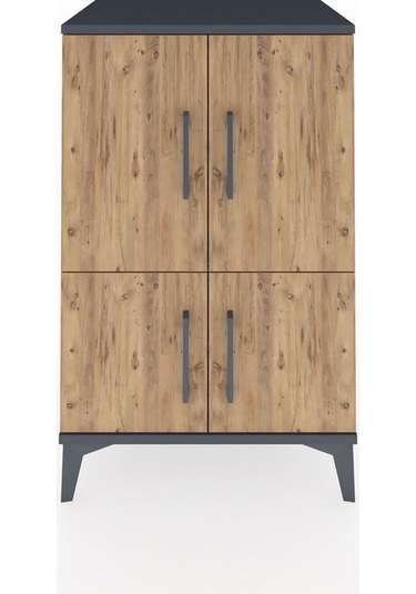 Hyperion Komodin 3 Raflı 4 Kapaklı 60x44x96 Antrasit-çam Antrasit