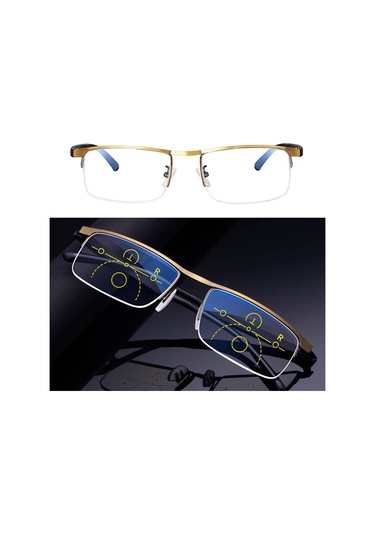 Homyl Unisex Presbiyopik Gözlük Akıllı Progresif Altın-250-derece