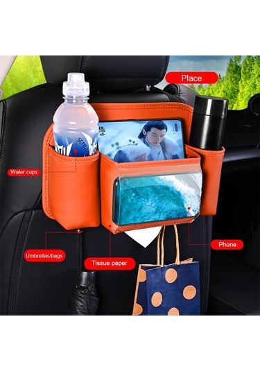 Kırmızı Seametal Araba Koltuğu Arka Organizatör Saklama Çantası Çok Fonksiyonlu Depolama Anti-kick Mat Araba Arka Koltuk Organizatör Koruyucu Ped