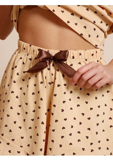 Aran Brand Büyük Beden Şortlu Ve Tişörtlü Yılbaşı Pijaması 320851236 Kahverengi