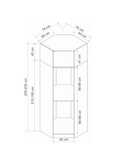 Kale 1 Kapaklı Köşe Dolap + Yüklük Dore Dore Plus 255cm Ceviz
