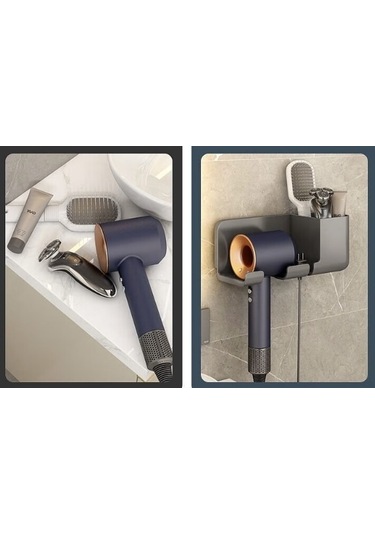 Lichen Duvara Monte Saç Kurutma Makinesi Rafı, Saç Kurutma Siyah