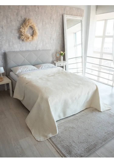 Marianna Yaprak Dökümü Yatak Ve Kanepe Örtüsü 200x220 Cm 63410148 Sütlü