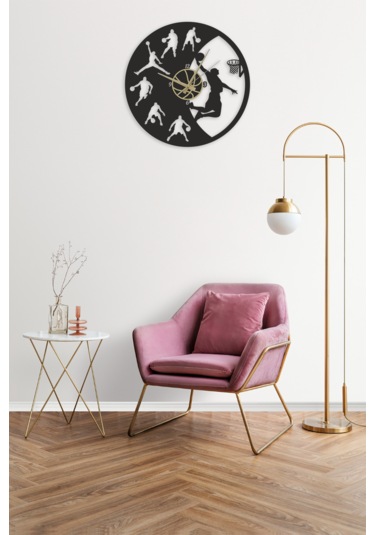 Basketbol Spor Duvar Saati Mdf Duvar Dekorasyon Lazer Kesim 32x32