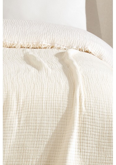 Varol 5 Katlı %100 Pamuk Müslin Yatak Örtüsü 230x240 Cm Krem/cıftkısılık Krem