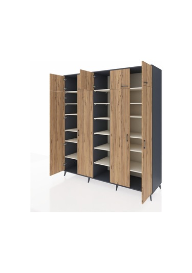 Kronos Dolap 18 Raflı 9 Kapaklı 220x59x243 Antrasit-çam/aytaşı Atlas Çam/aytası