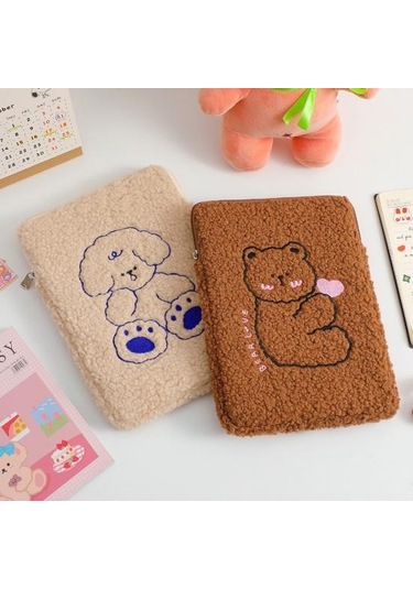 Kahverengi Toz Geçirmez Hafif Pratik 11 Inç Yumuşak Dokunuşlu Köpek Desen Dizüstü Tablet Pc Koruyucu Kılıf Laptop Çantası