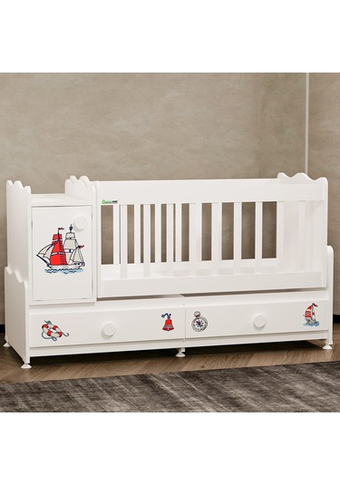 Garaj Home Pırlanta Denizci Uzayan Dolaplı Beşik Beyaz