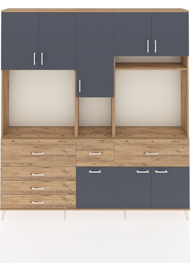 Arges Dolap 10 Raflı 6 Çekmeceli 8 Kapaklı 220x30x243 Çam-antrasit/çam Antrasıt/atlas Çam Arges Dolap 10 Raflı 6 Çekmeceli 8 Kapaklı 220x30x243 Çam-antrasit/çam Antrasıt/atlas Çam