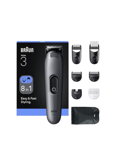 Braun Hepsi Bir Arada Series 3, 8 İ 1 Arada Tıraş Kiti, Keskin Bıçak, 14 Uzunluk, Aıo3540