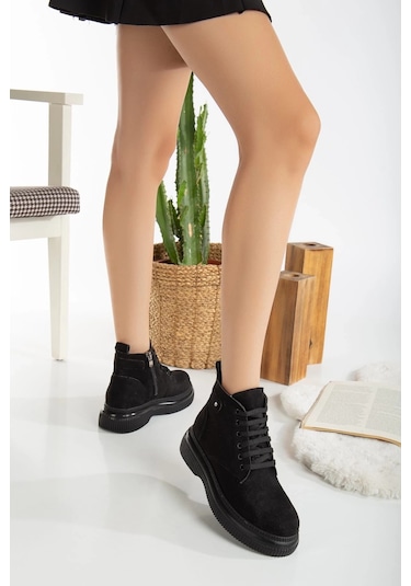 Biçomi Jiwa Siyah Süet Bağcıklı Bot Çok Renkli