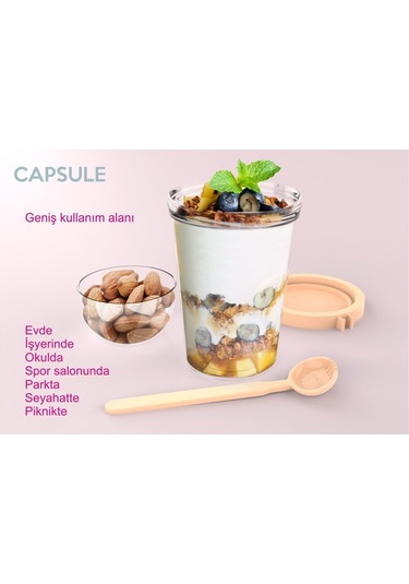 Zweikell Capsule Atıştırmalık Kabı Pembe 450 ML + 100 ML Pembe