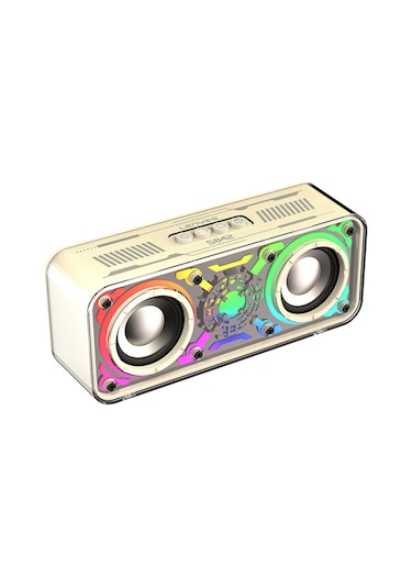 Lenyes S842 Rgb Led Işıklı Tws Bluetooth Hoparlör V5.3 18w Bej