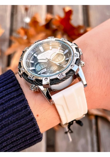 SLK001 Joefox Digital&Analog Kronmetre+Takvim+Alrm+Aydınlatma Erkek Kol Saati+Kaplangözü Bileklik