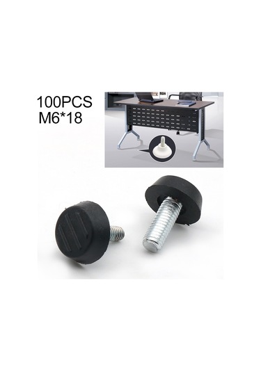 100 Adet Ayarlanabilir Ayak Pedi Mobilya Vida Destek Saplaması, M6x18 Siyah Diğer