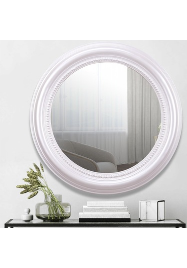 Round Yuvarlak Ayna İnci Ceviz