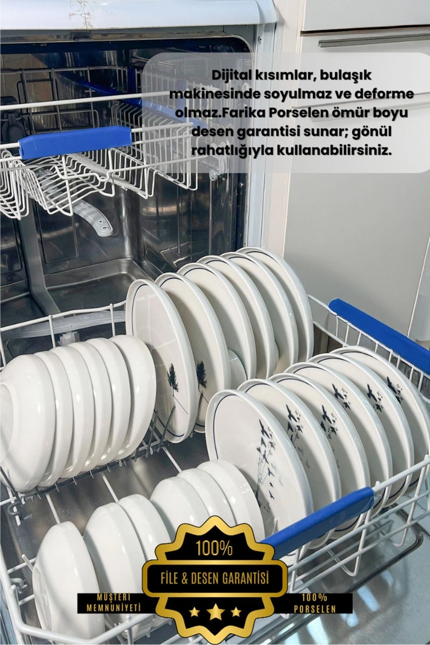 Düğüm 18 Parça 6 Kişilik Porselen Yemek Takımı Çok Renkli