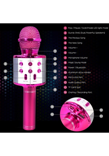 Karaoke Bluetooth Kablosuz Mikrofon, Çocuklar Ve Yetişkinler İçin Mikrofon, 5 Ses Bozucu -ad4-