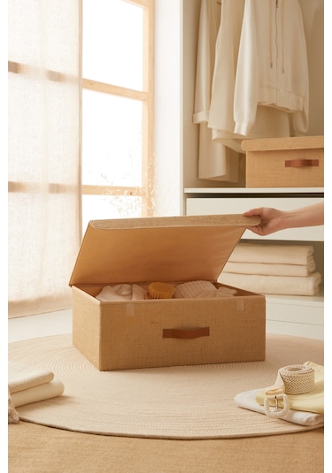 Ocean Home Textile Jüt Kapaklı Kutu 48 x 40 x 19 cm