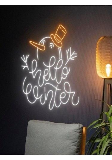 Twins Led Kardan Adam Figürlü Hello Winter Neon Tabela Beyaz Model:model:22603366 Beyaz